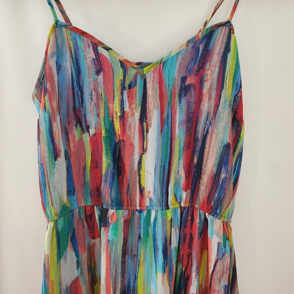 Jack, Size 4, Watercolor adjustable spaghetti strap, elastic waist maxi dress - Picture 2 of 9